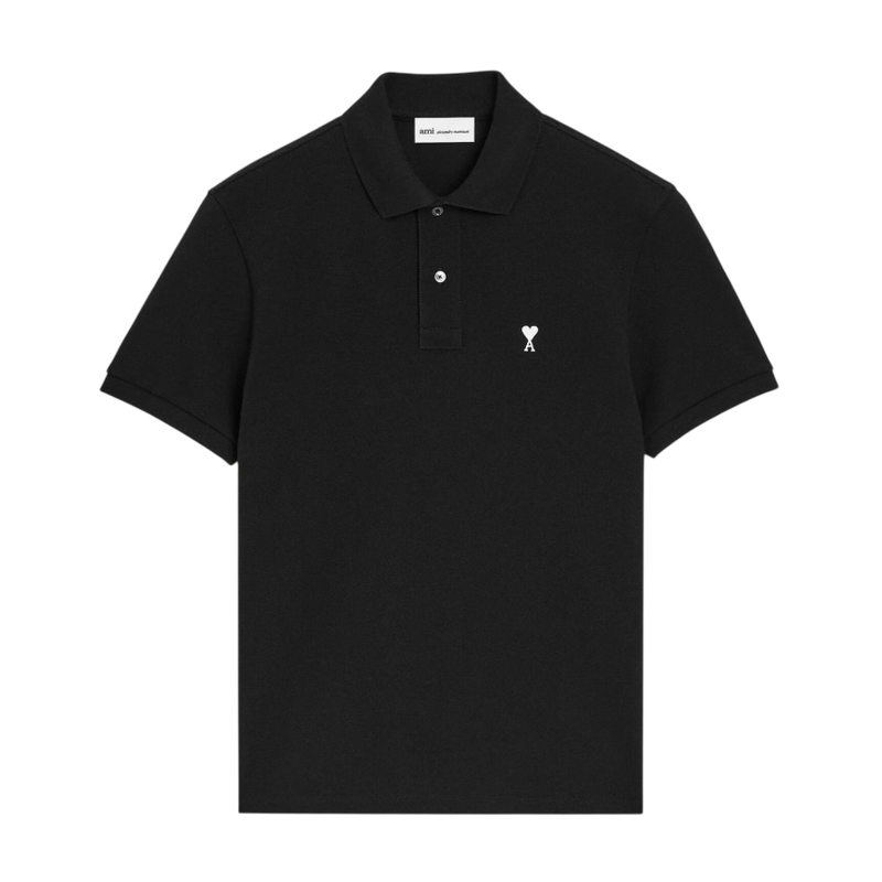 Polo Noir Manches Courtes Ami De Coeur en Coton