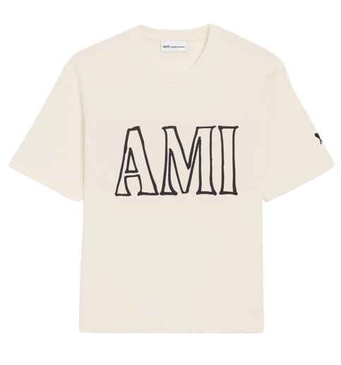 T-shirt Ami Imprimé Crème En Coton