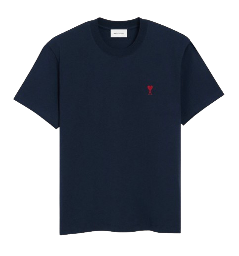 T-shirt Bleu Marine Ami de Coeur Rouge en Coton