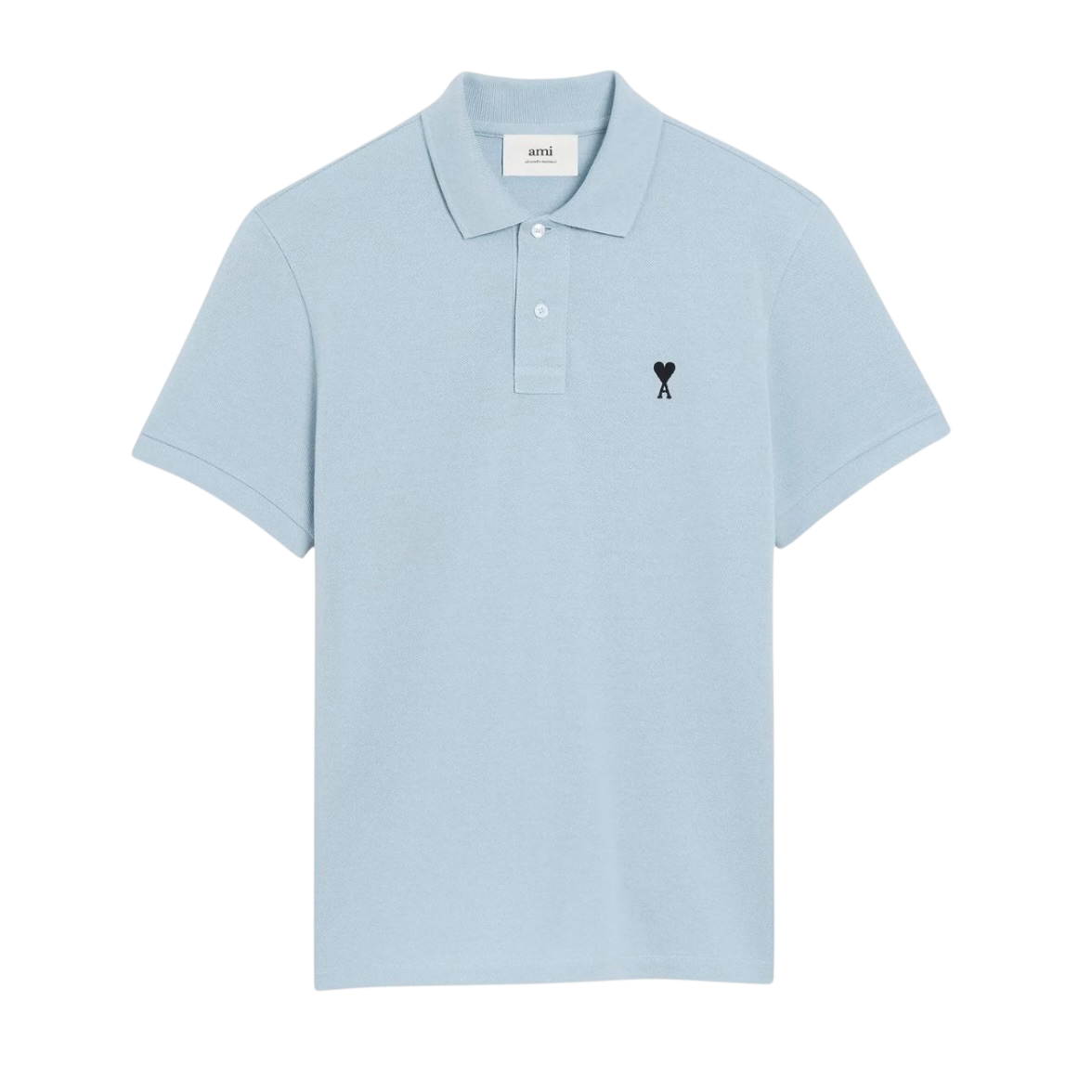Polo Bleu Ciel Ami de Coeur Noir en Coton