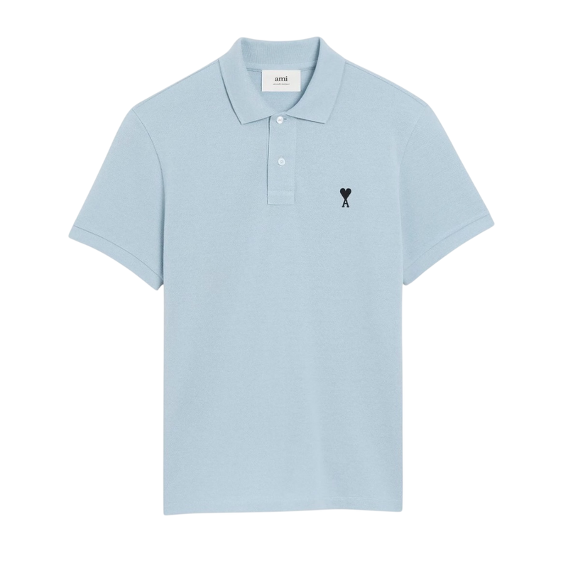 Polo Bleu Ciel Ami de Coeur Noir en Coton
