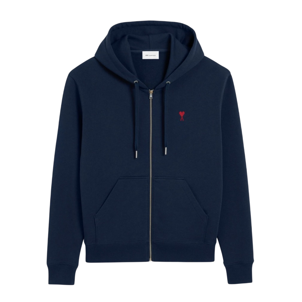 Hoodie Zippe Ami De Coeur Rouge Bleu en Coton