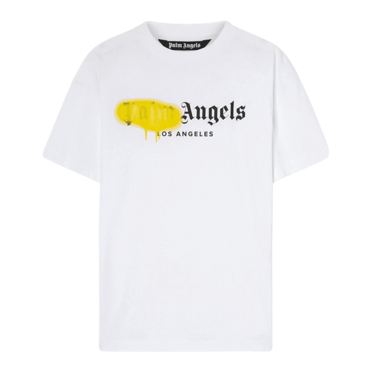 T-shirt Palm Angels White Los Angeles Sprayed Yellow