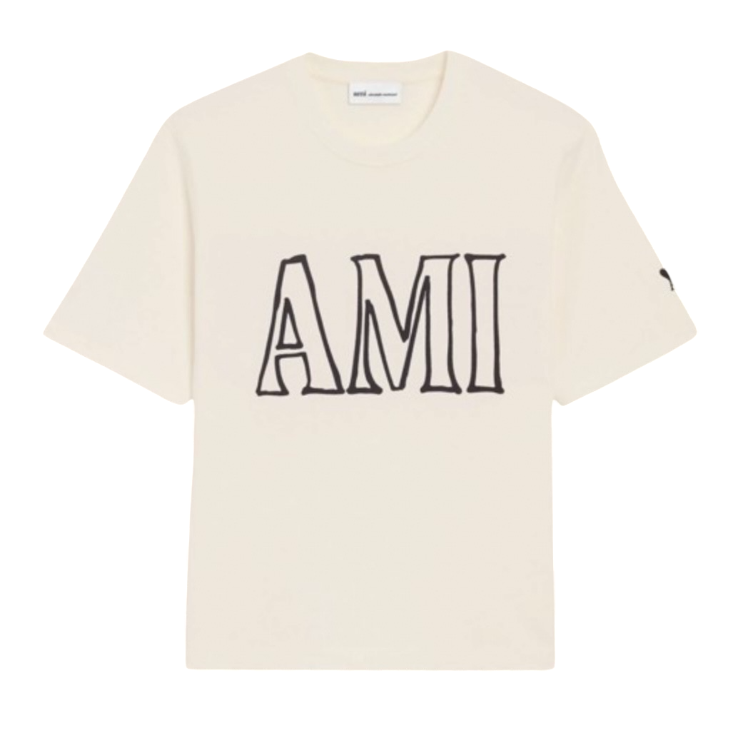 T-shirt Ami Imprimé Crème En Coton