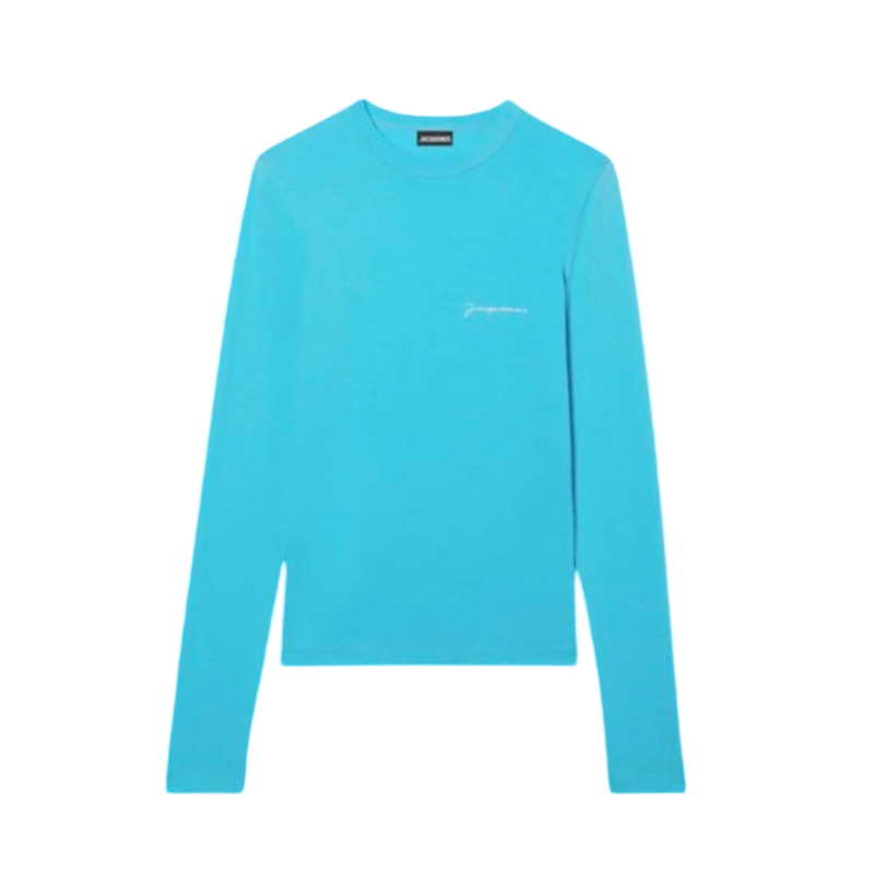 Le t-shirt Brodé Jacquemus Manches Longues Bleu