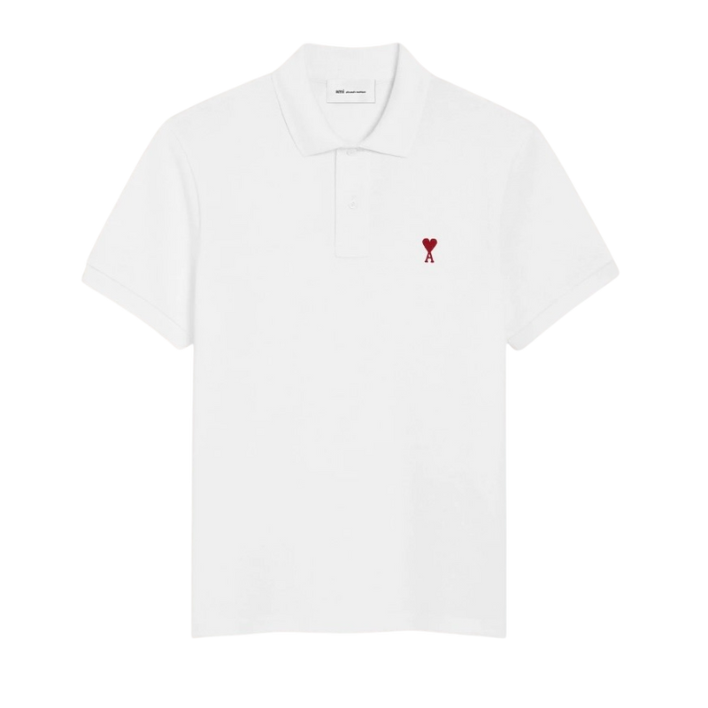 Polo Blanc Ami de Coeur Rouge en Coton