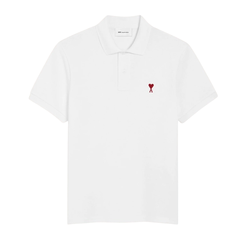 Polo Blanc Ami de Coeur Rouge en Coton