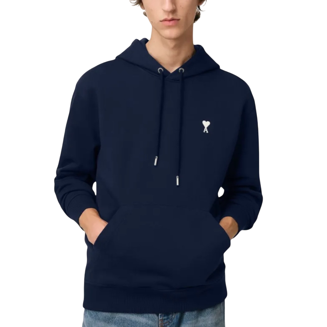 Hoodie Bleu Marine Ami de Coeur Blanc en Coton