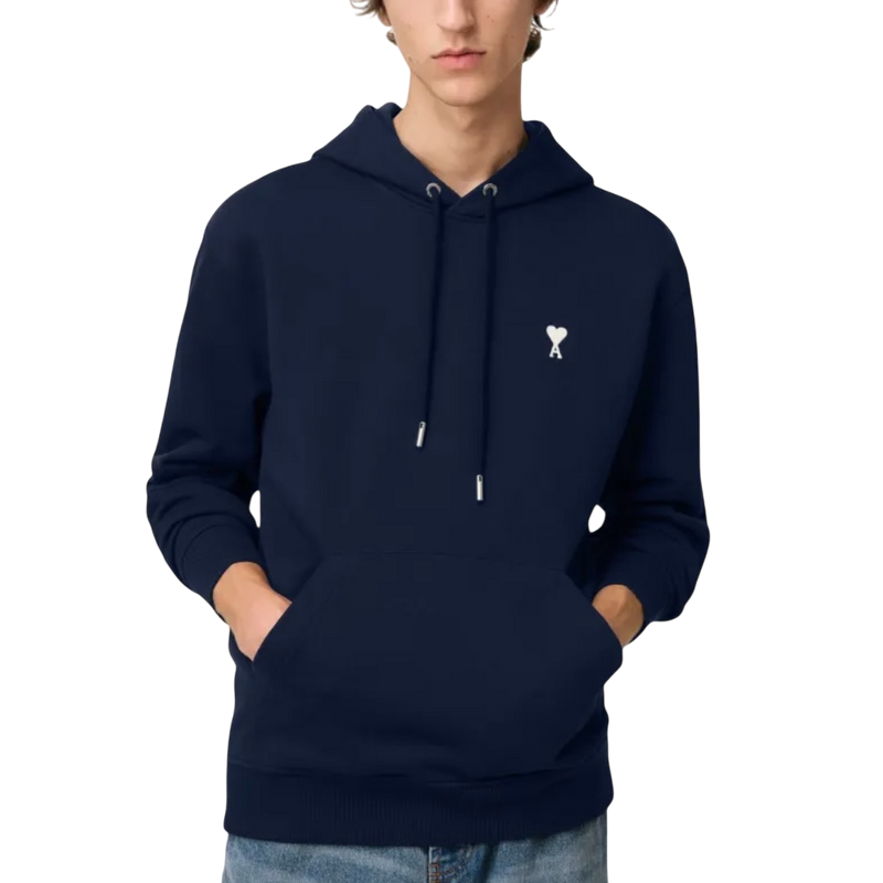 Hoodie Bleu Marine Ami de Coeur Blanc en Coton