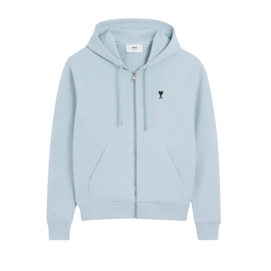 Hoodie Zippe Ami De Coeur Noir Bleu Ciel en Coton