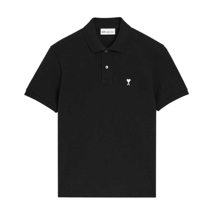 Polo Noir Manches Courtes Ami De Coeur en Coton