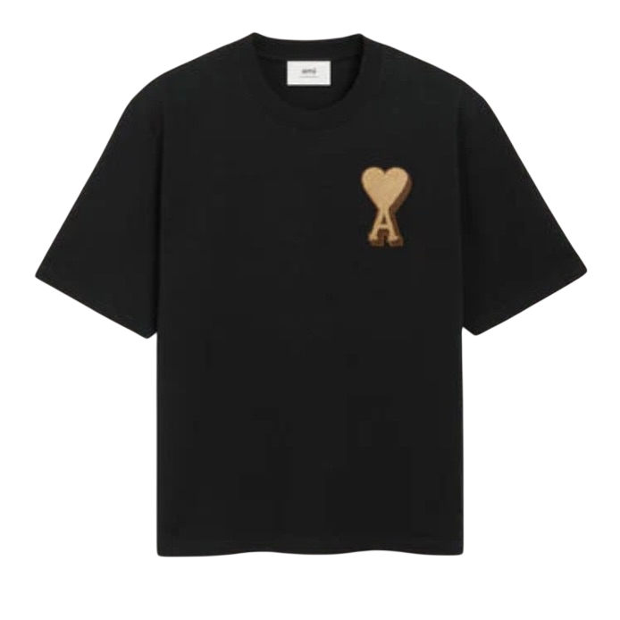 T-shirt Noir Ami De Coeur 3D en Coton