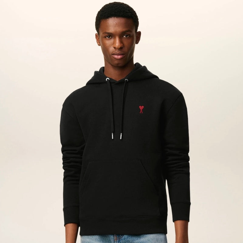 Hoodie Noir Ami de Coeur en Coton