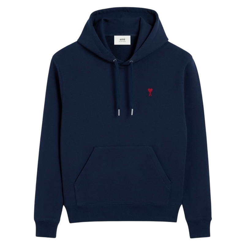 Hoodie Bleu Marine Ami de Coeur Rouge En Coton