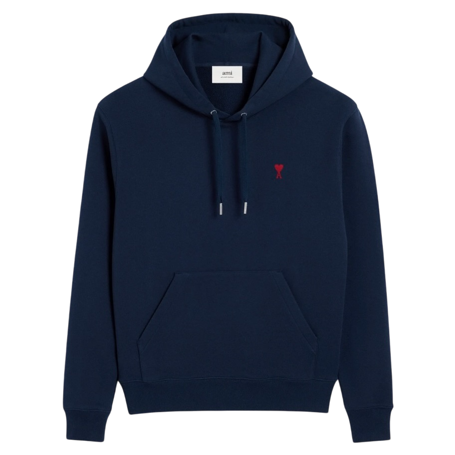 Hoodie Bleu Marine Ami de Coeur Rouge En Coton