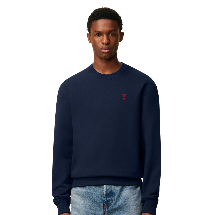Sweatshirt Bleu Marine Ami de Coeur Rouge