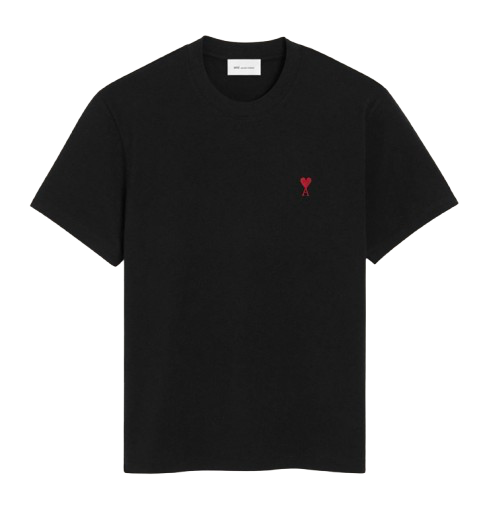 T-shirt Noir Ami de Coeur Rouge en Coton