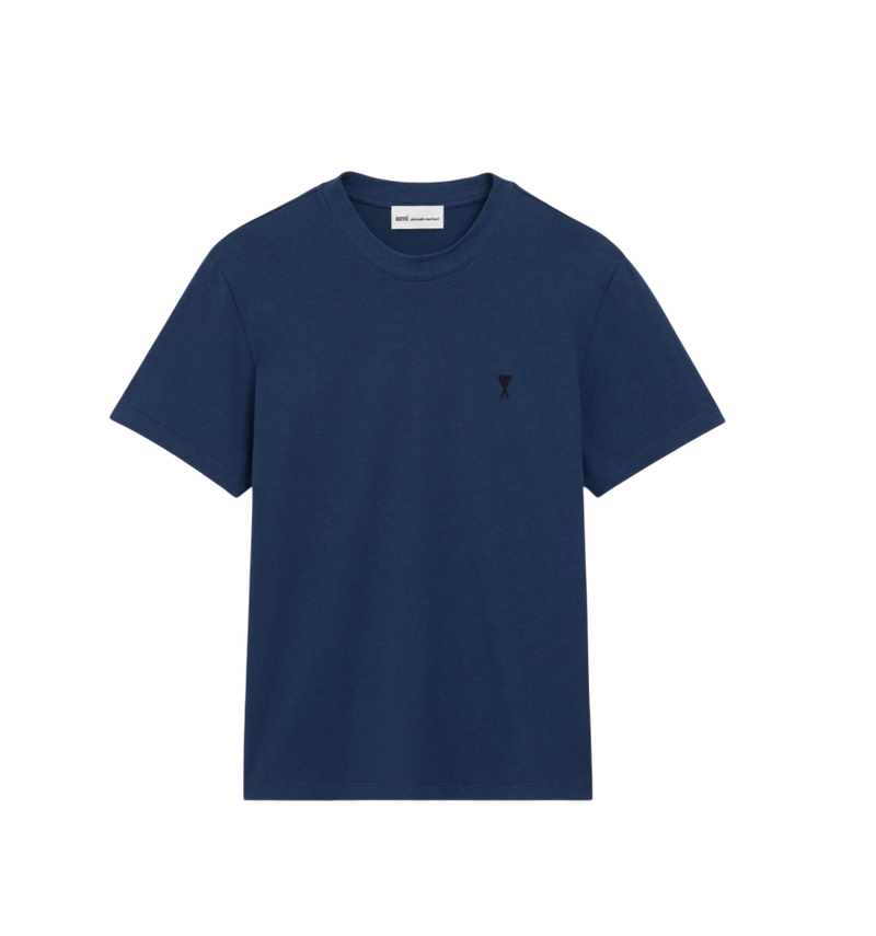 T-shirt Bleu Marine Ami de Coeur Noir en Coton