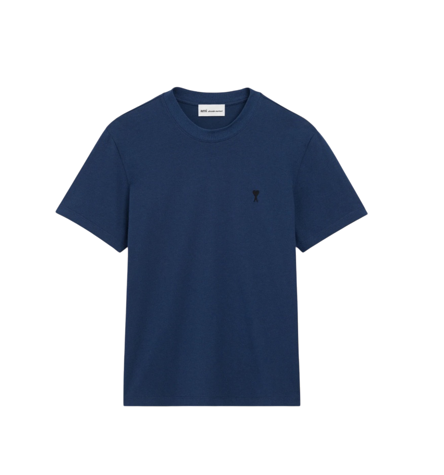 T-shirt Bleu Marine Ami de Coeur Noir en Coton