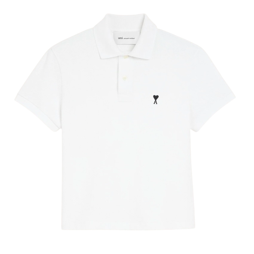 Polo Blanc Ami de Coeur Noir en Coton