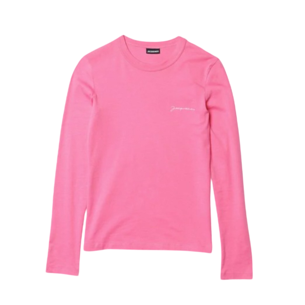 Le t-shirt Brodé Jacquemus Manches Longues Pink