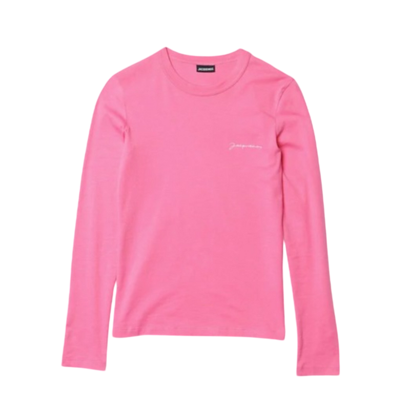 Le t-shirt Brodé Jacquemus Manches Longues Pink