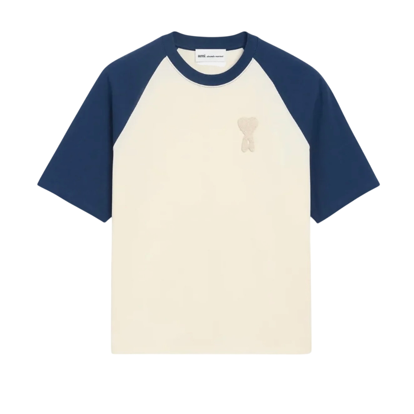 T-shirt Beige Patch Ami de Coeur Bicolore Marine