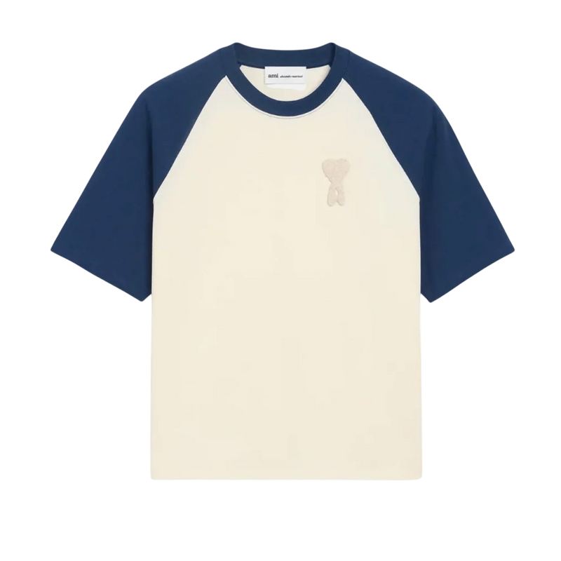 T-shirt Beige Patch Ami de Coeur Bicolore Marine